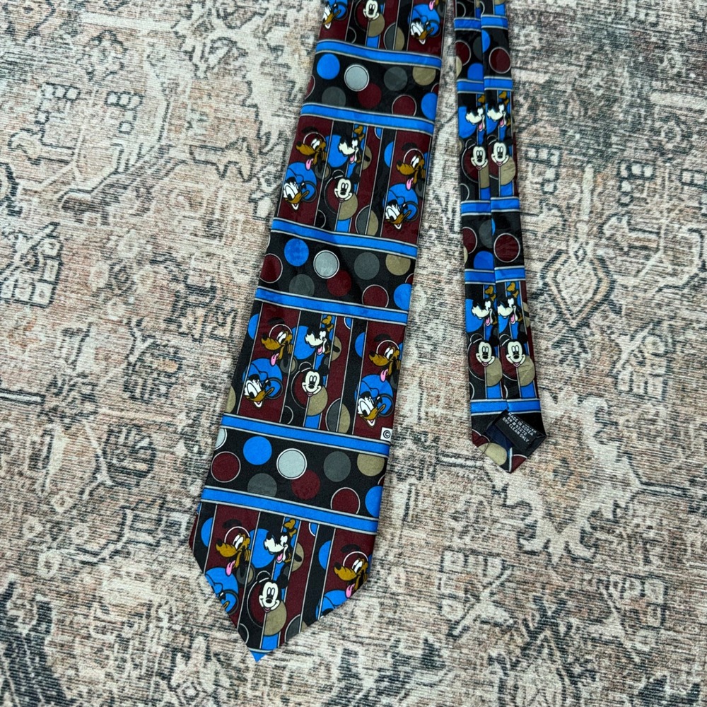 Vintage 90s Mickey Unlimited Disney Necktie Mickey Goofy Donald Duck Blue
